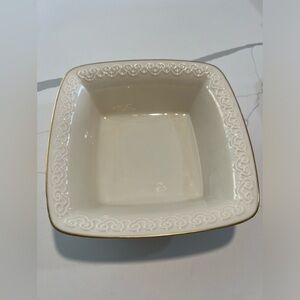 Vintage Lenox Ivory Persian Collection Square Footed Bowl w/ 24k Gold Trim
